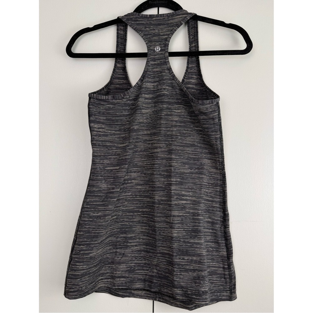 Lululemon Blue Gray White Striped Sleeveless Cross Back Workout Top Small - Picture 2 of 6